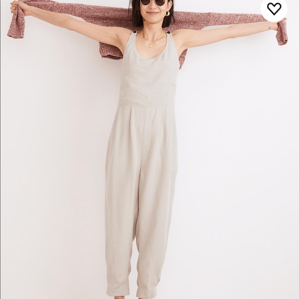 Free Shipping - NWT Madewell Breezewoven Linen-Blend Tank Jumpsuit, sz M